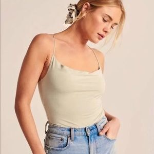 Abercrombie Soft A&F Drapey Cowl Neck Bodysuit with Thin Straps